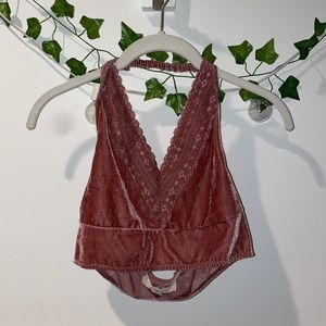 velvet lace pink bralette